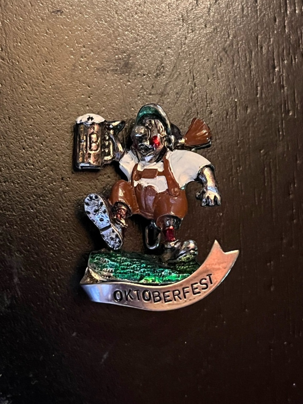 Vintage Oktoberfest Beer Drinker Pin - Colorful Bavarian Figurine Enamel